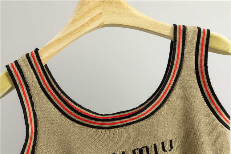 Knitted straight cardigan European style sweater 3pcs set