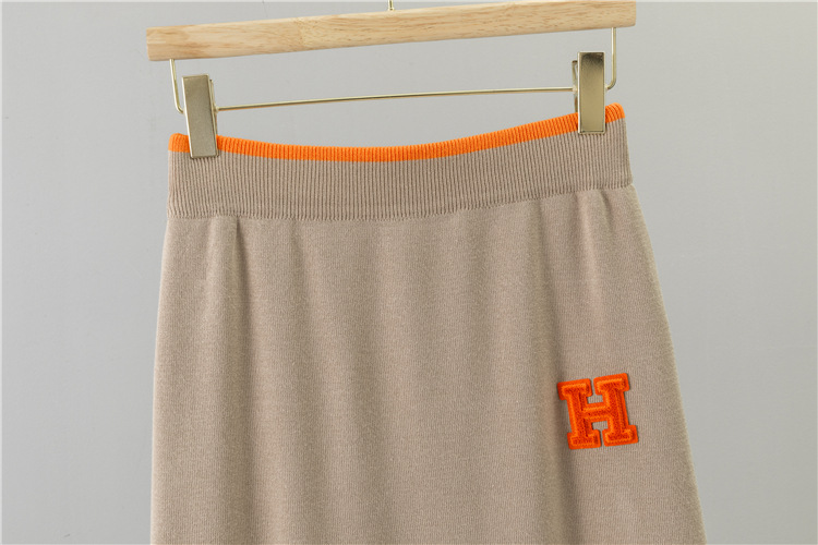 Half zip skirt spring sweater 2pcs set for women