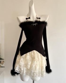 Enticement winter skirt slim short skirt a set