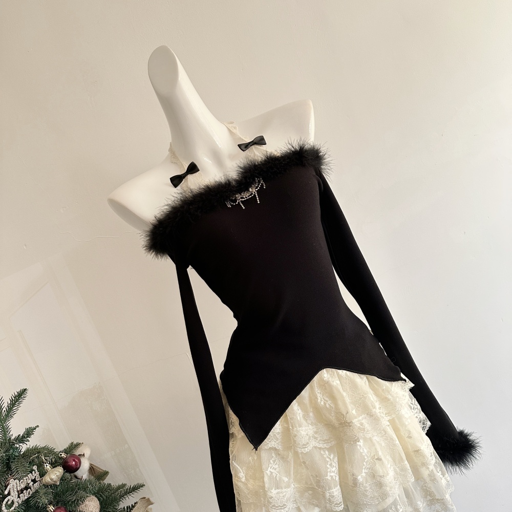 Enticement winter skirt slim short skirt a set