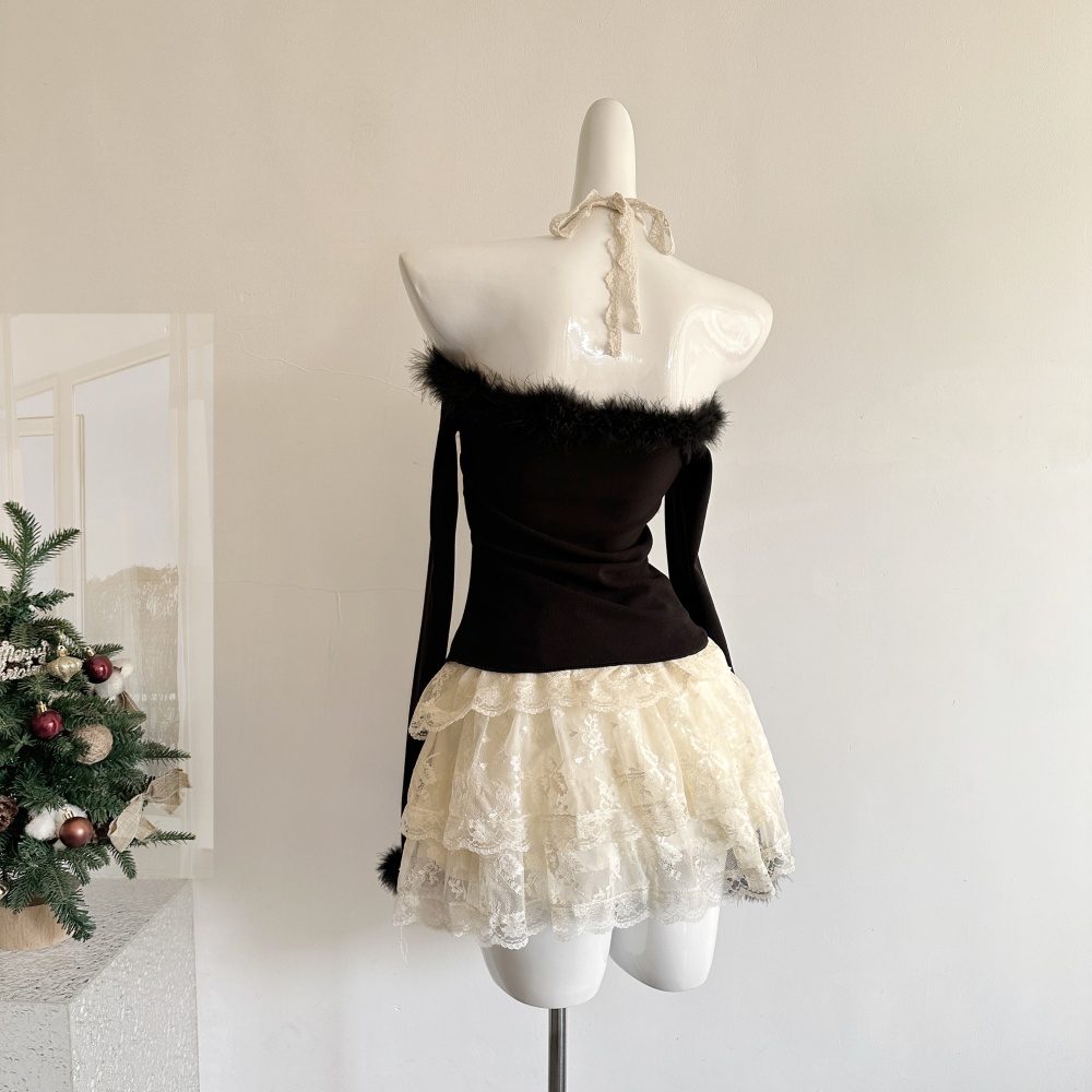 Enticement winter skirt slim short skirt a set