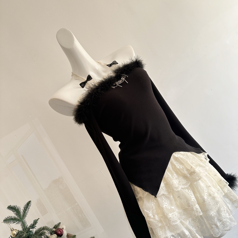 Enticement winter skirt slim short skirt a set