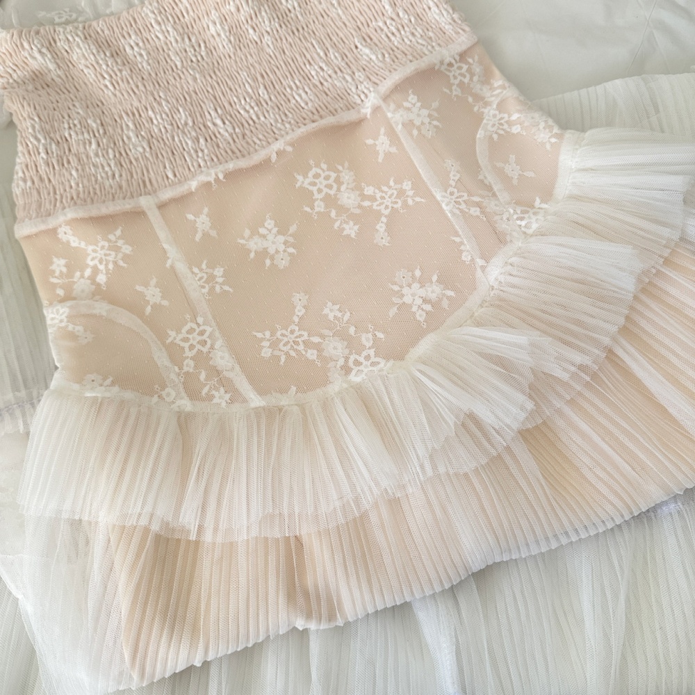 Printing halter splice jacquard long lace lady dress