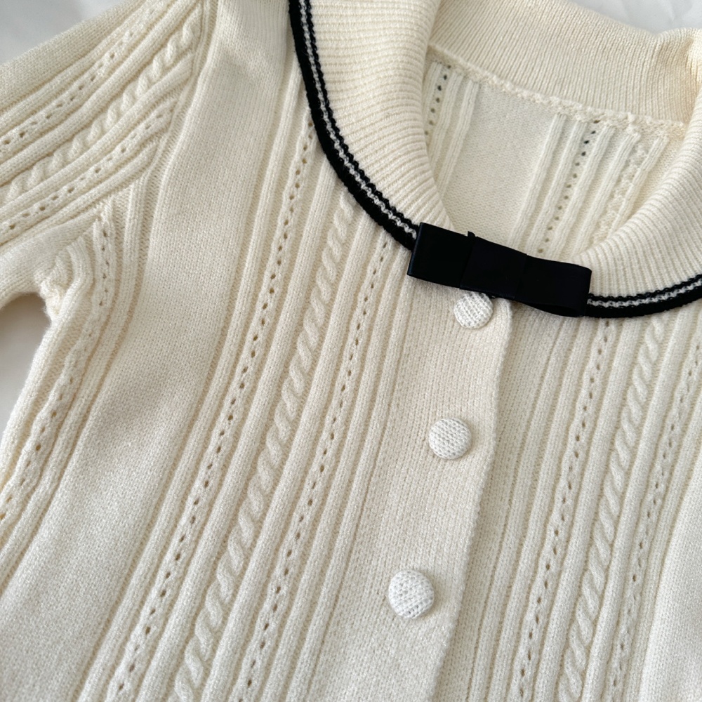 Large lapel navy style tops houndstooth pattern sweater a set