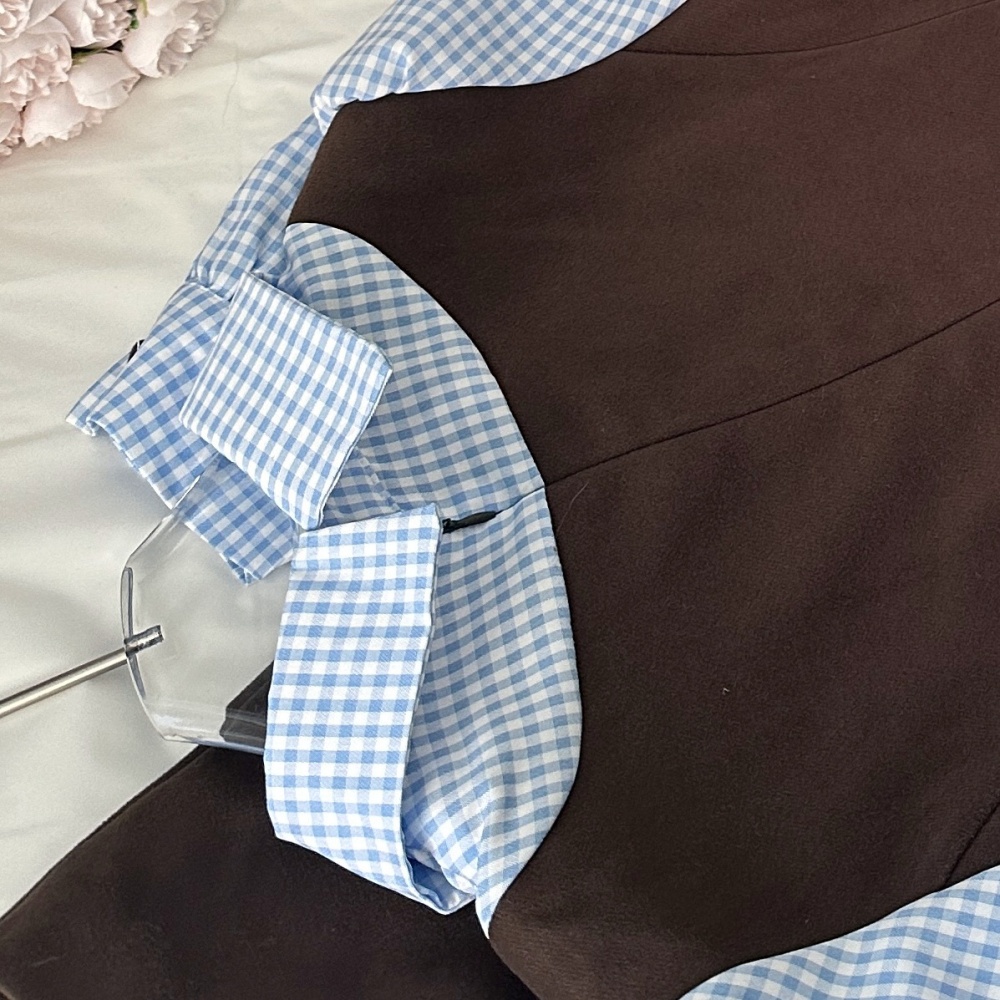 Stripe mixed colors show young college style splice dress