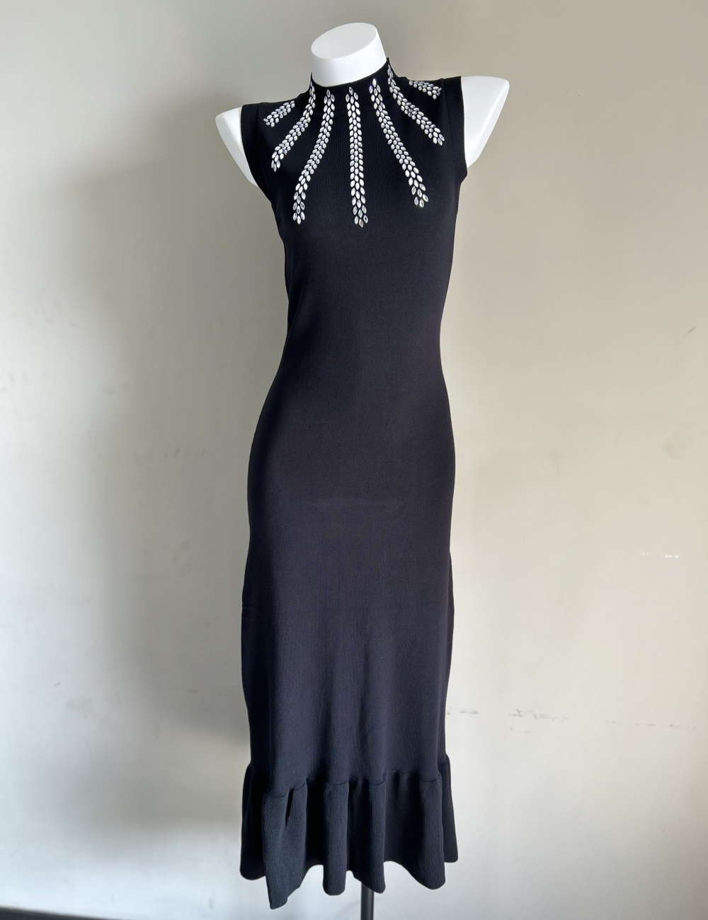 Summer knitted dress pinched waist sleeveless dress