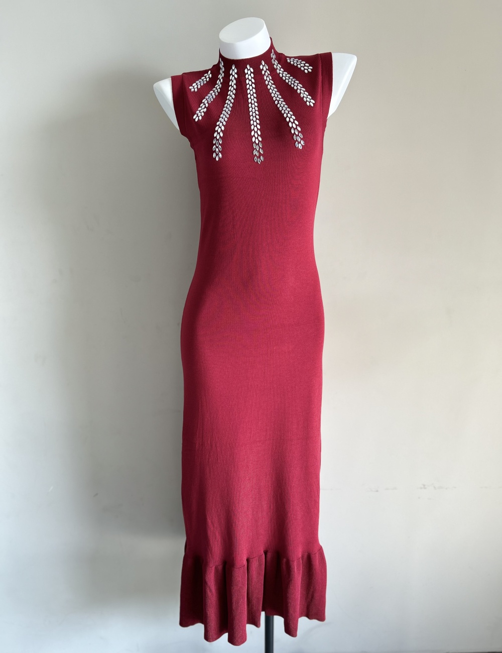 Summer knitted dress pinched waist sleeveless dress