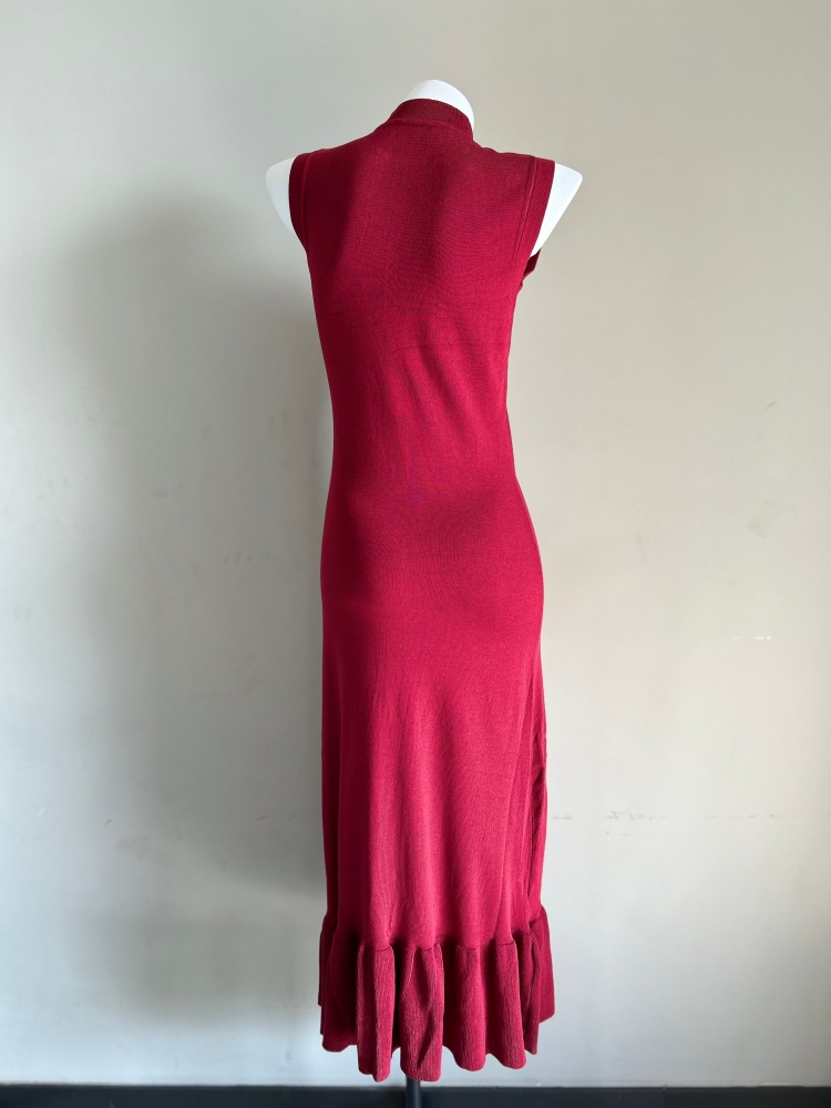 Summer knitted dress pinched waist sleeveless dress