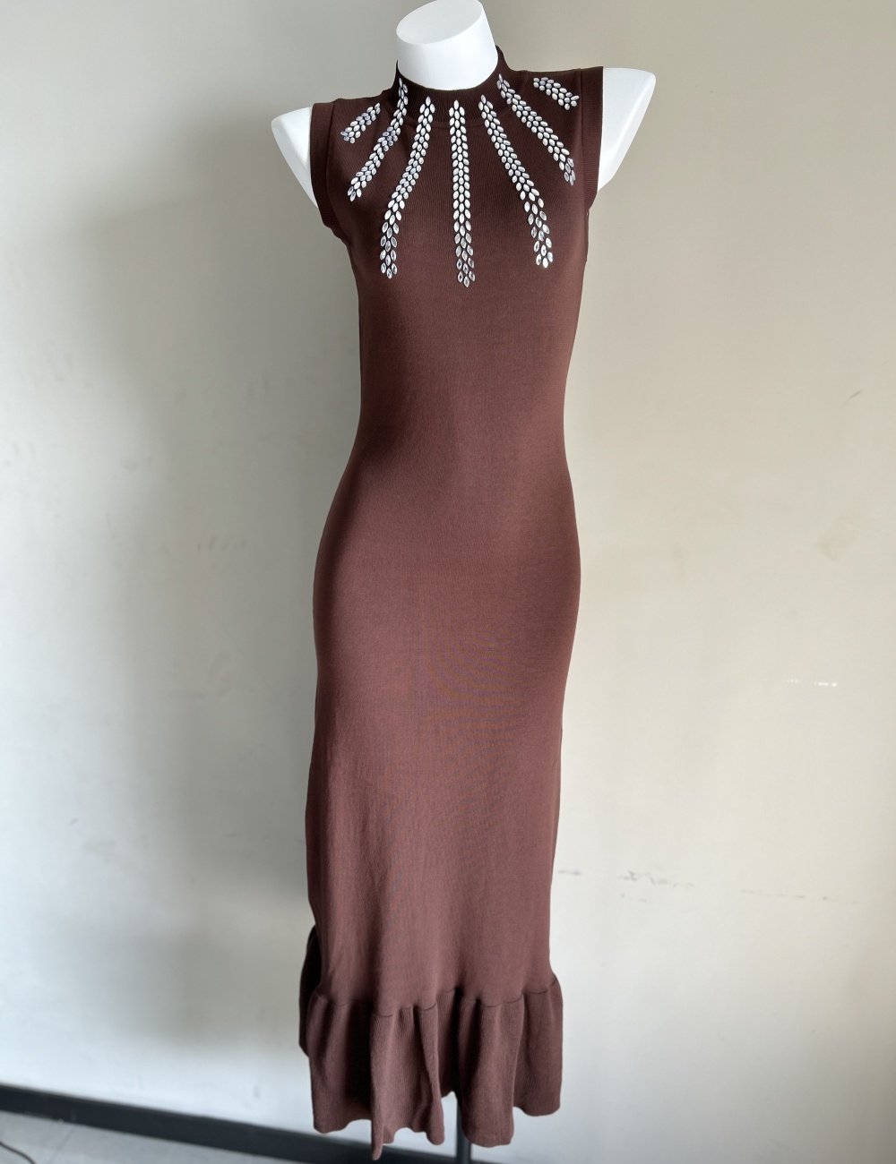 Summer knitted dress pinched waist sleeveless dress