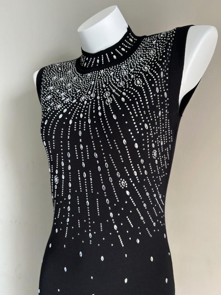 Long package hip shiny tight party sleeveless ladies dress