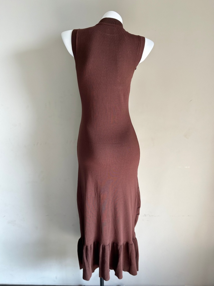 Long package hip shiny tight party sleeveless ladies dress