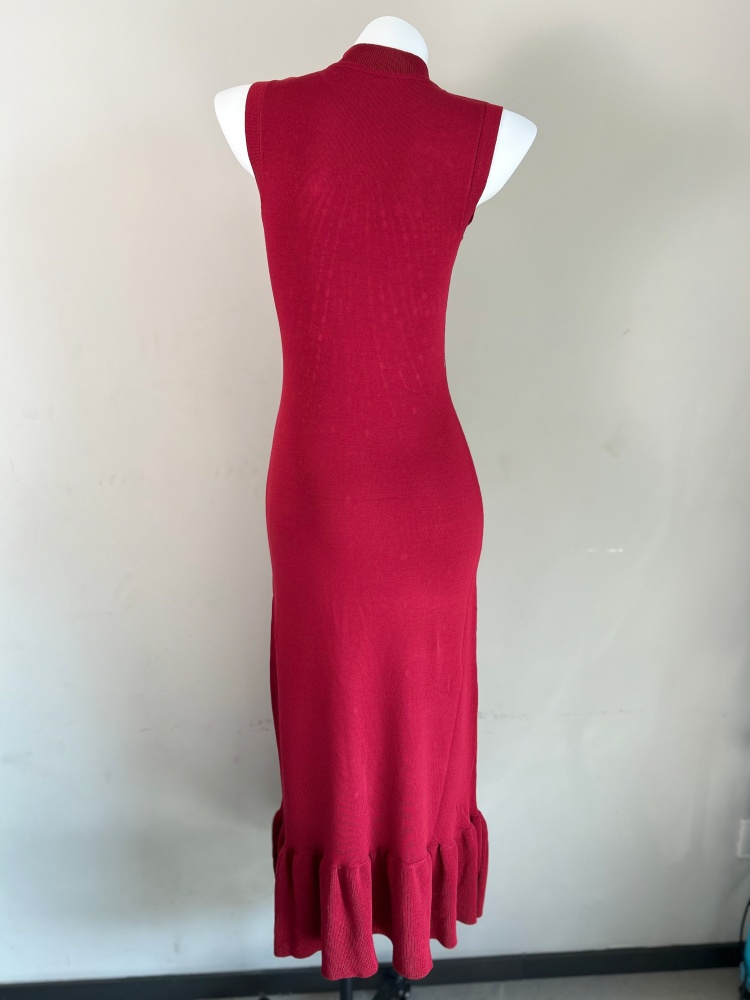 Long package hip shiny tight party sleeveless ladies dress