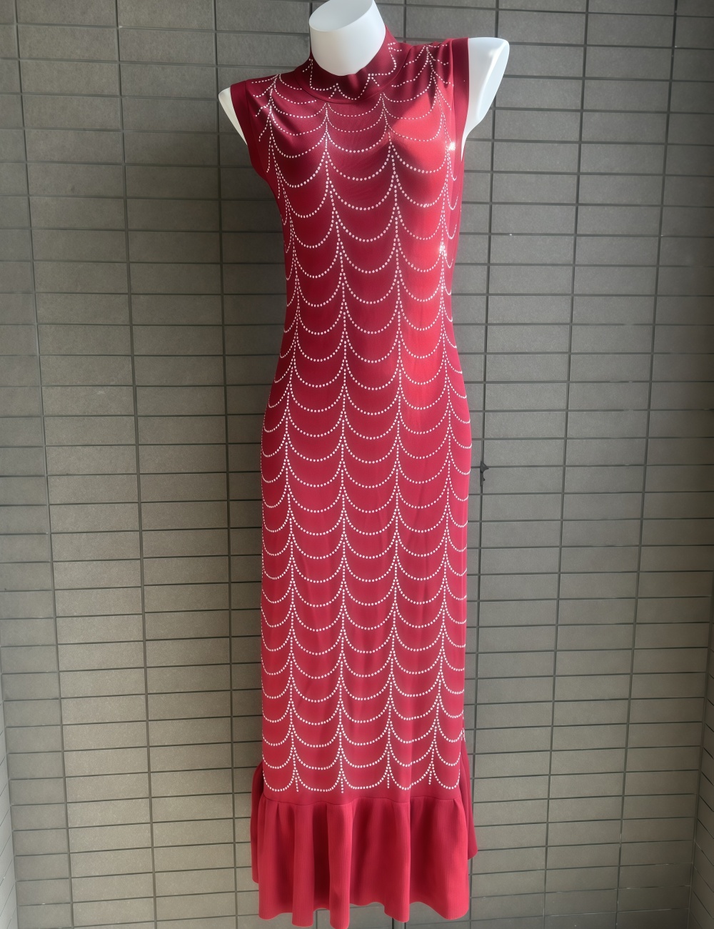 Round neck sleeveless dress knitted France style long dress