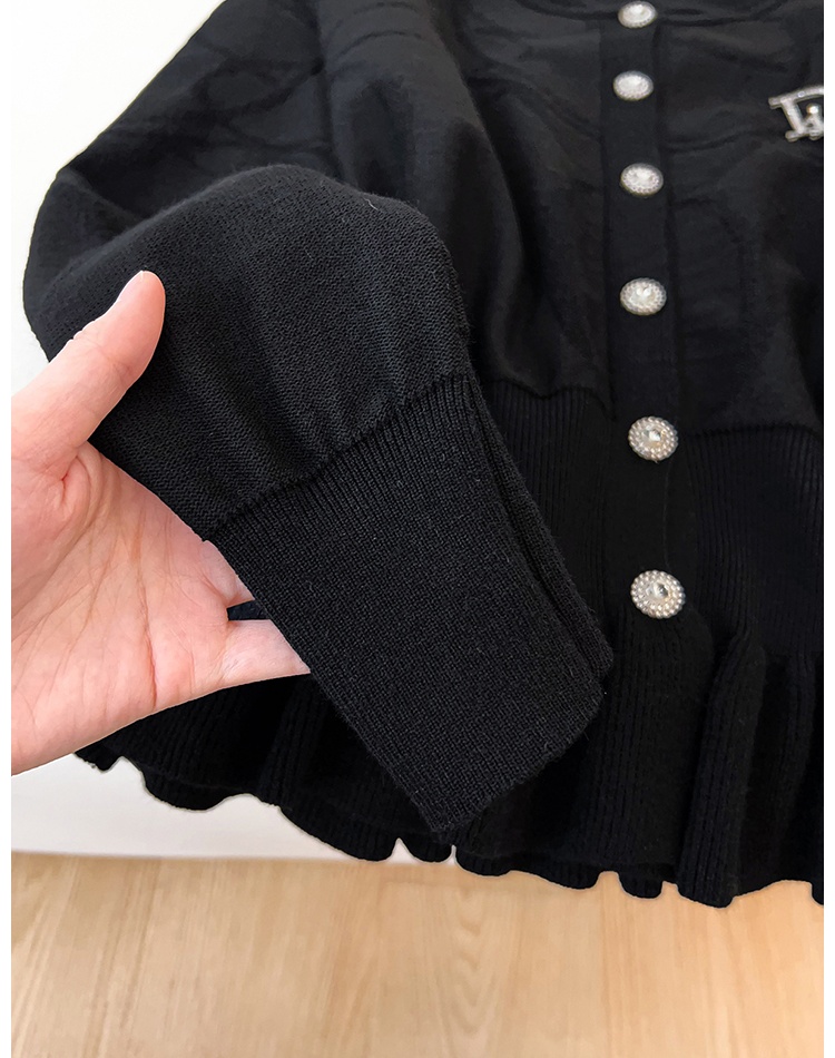 Lotus leaf edges sweater pinched waist tops for women