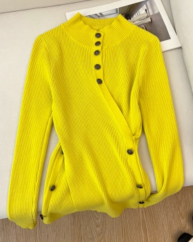 Knitted cross irregular half high collar sweater