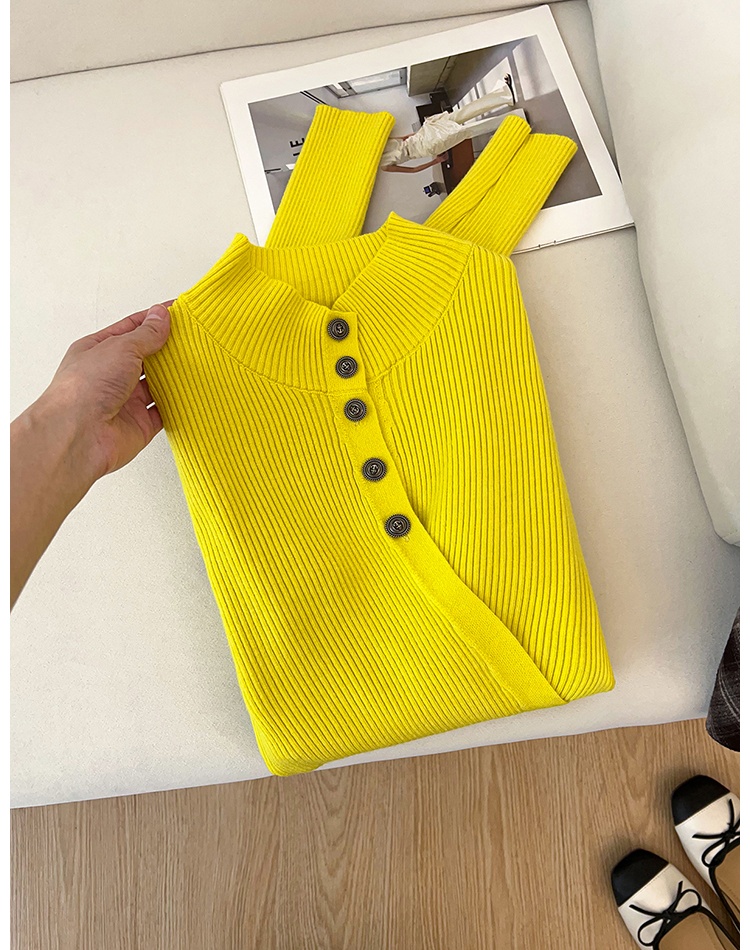 Knitted cross irregular half high collar sweater