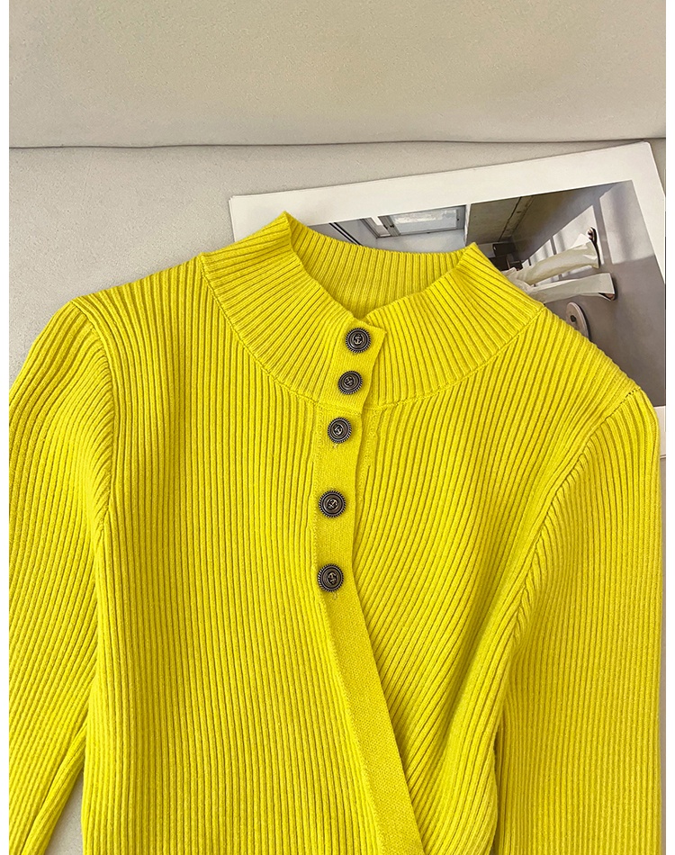 Knitted cross irregular half high collar sweater