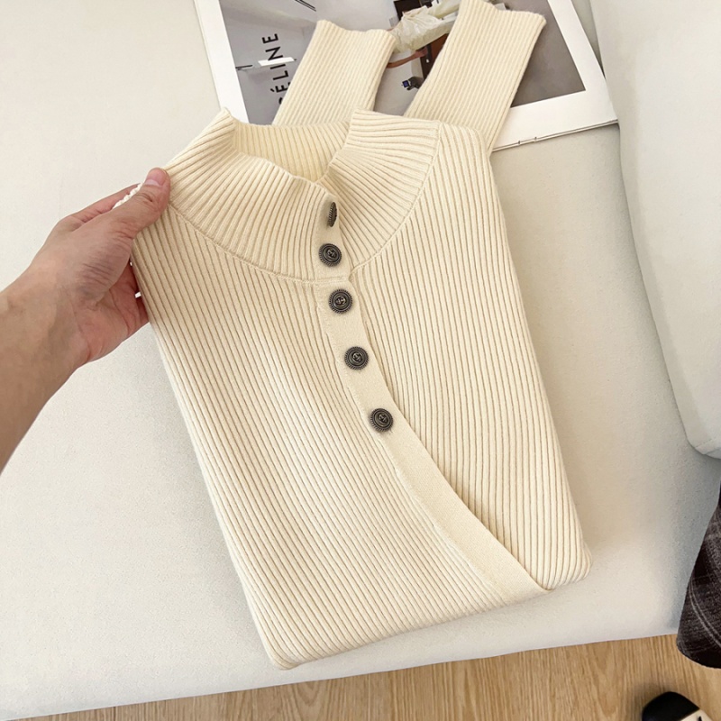 Knitted cross irregular half high collar sweater