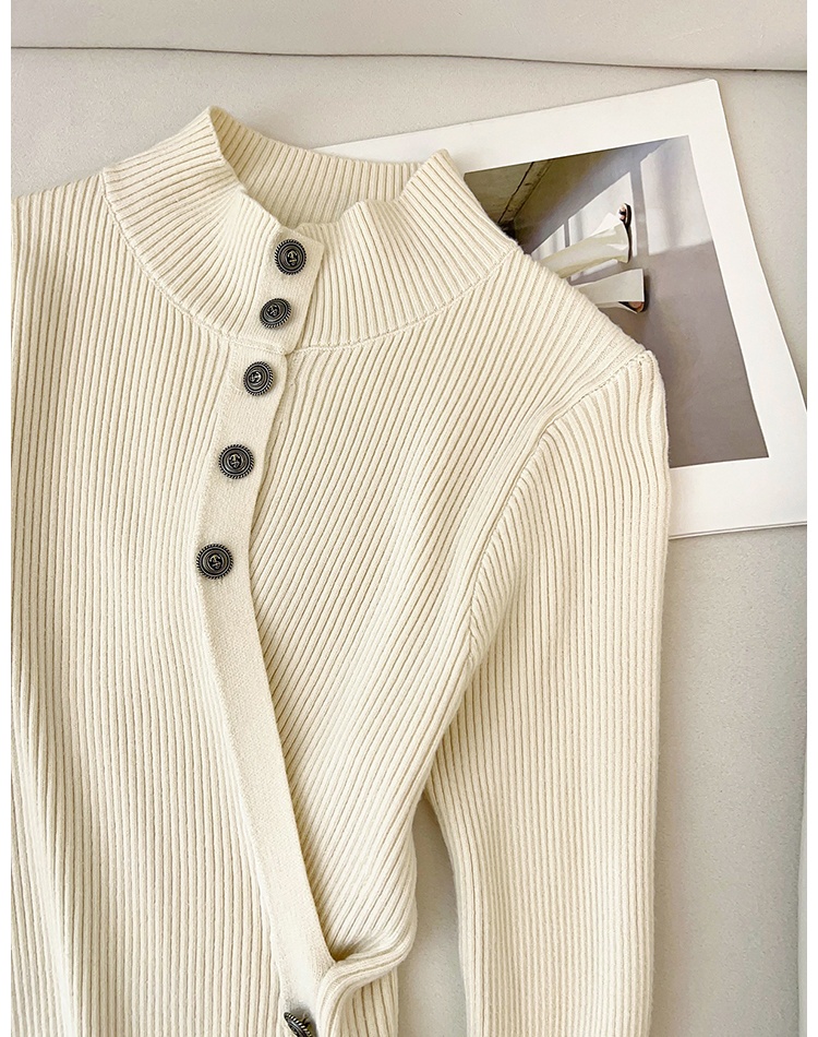 Knitted cross irregular half high collar sweater