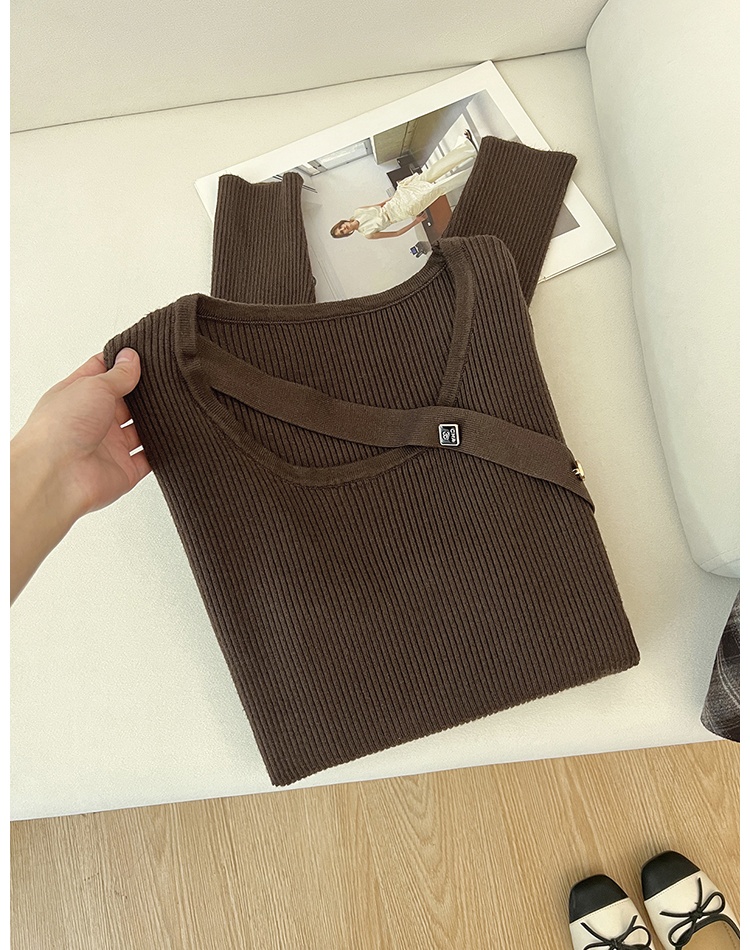 Bottoming irregular unique wears outside knitted sweater