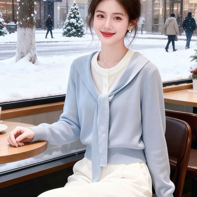 Sweet style temperament tops splice shawl for women