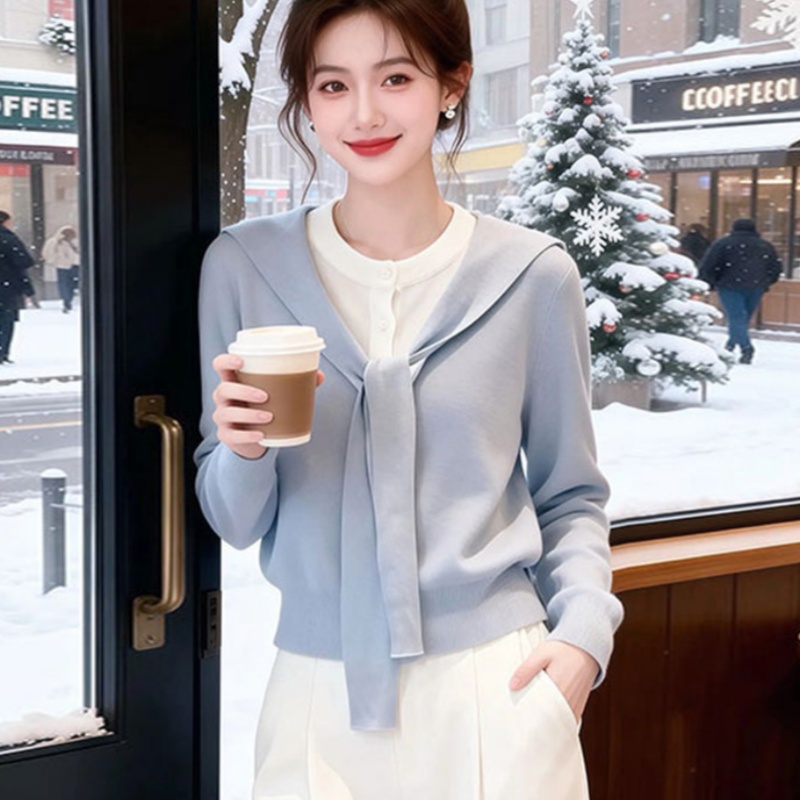 Sweet style temperament tops splice shawl for women