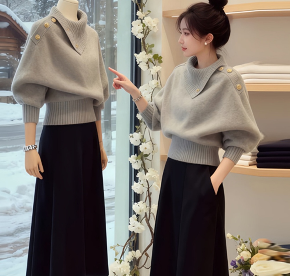 Lazy inside the ride tops Korean style gray sweater