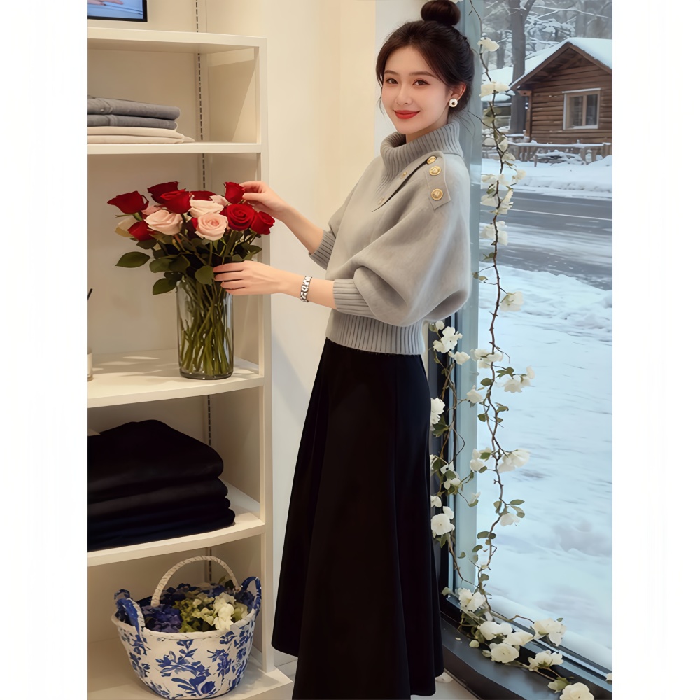 Lazy inside the ride tops Korean style gray sweater