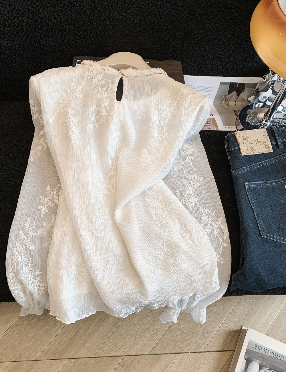 Bow spring shirts all-match beautiful tops for women