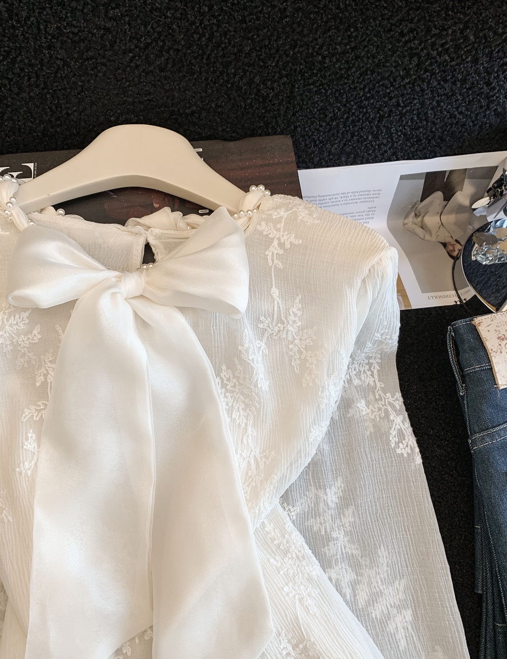 Bow spring shirts all-match beautiful tops for women