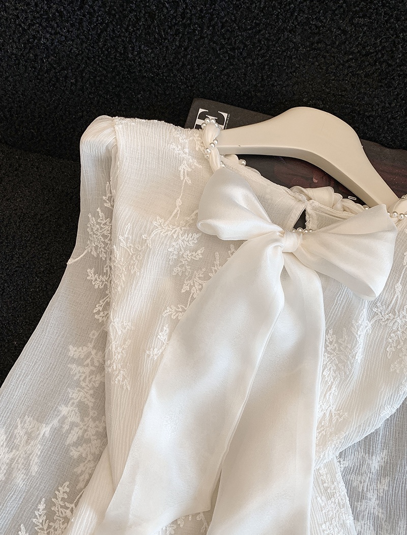 Bow spring shirts all-match beautiful tops for women