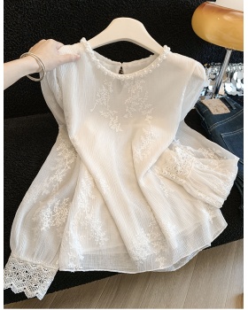 Trumpet sleeves tops all-match chiffon shirt for women