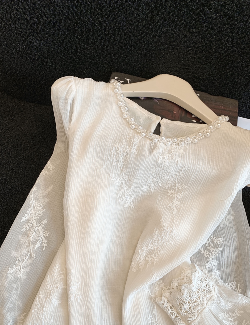 Trumpet sleeves tops all-match chiffon shirt for women