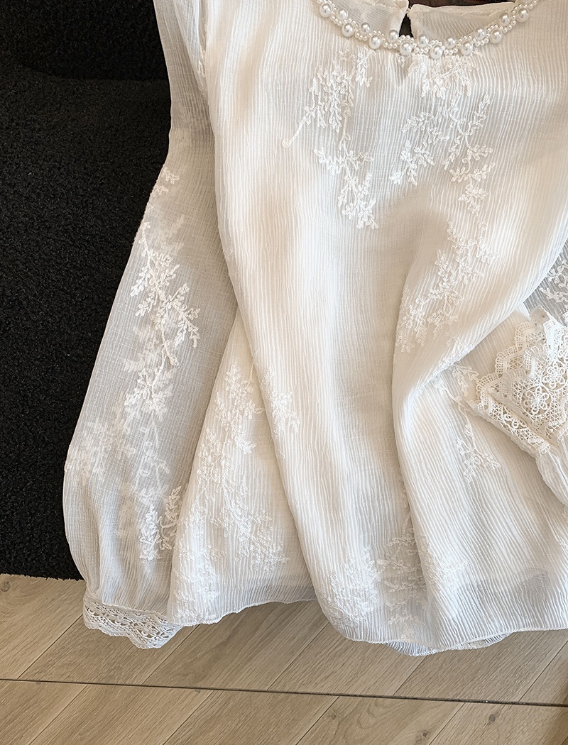 Trumpet sleeves tops all-match chiffon shirt for women