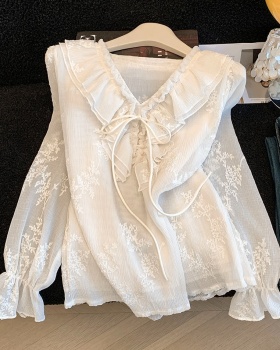 Lotus leaf edges shirt tops for women