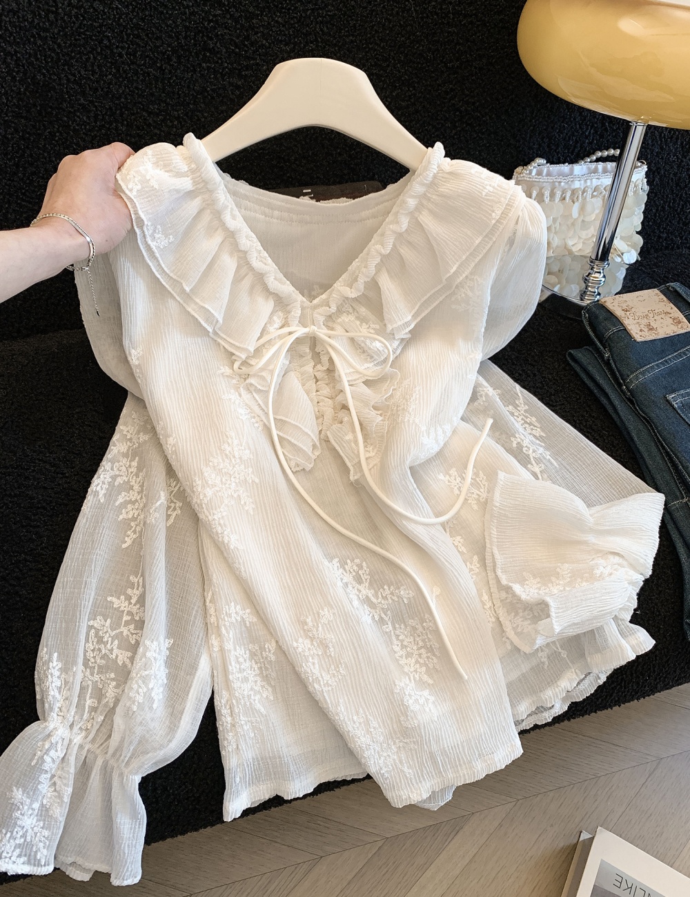 Lotus leaf edges shirt tops for women