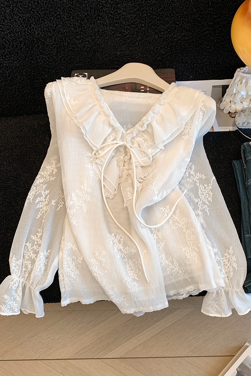 Lotus leaf edges shirt tops for women