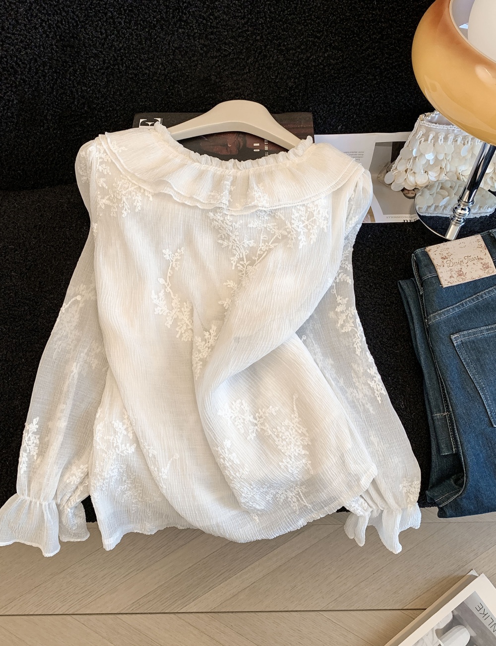 Lotus leaf edges shirt tops for women