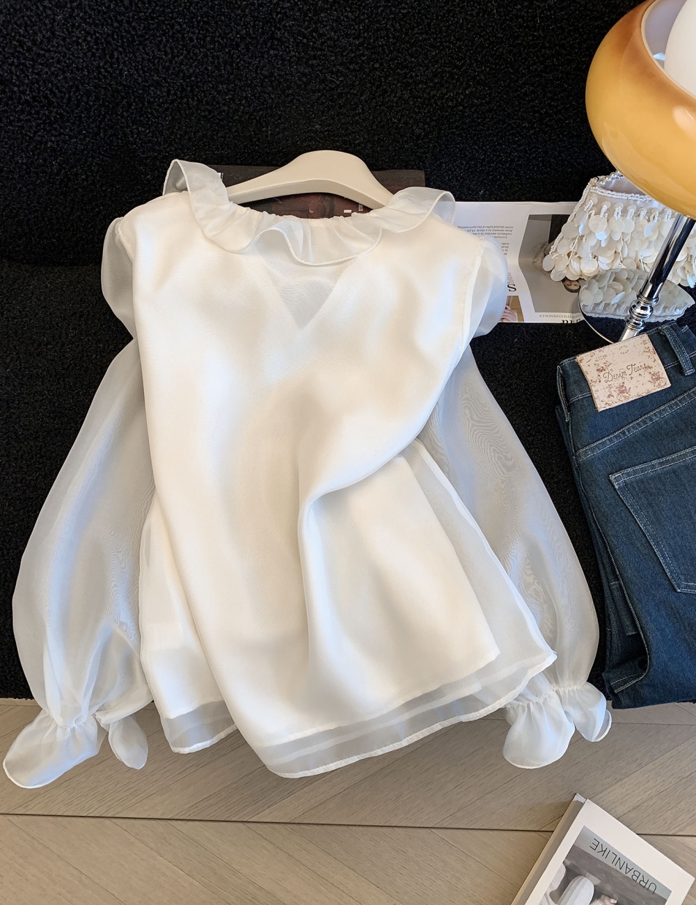 Spring cstand collar shirt pink beading tops for women