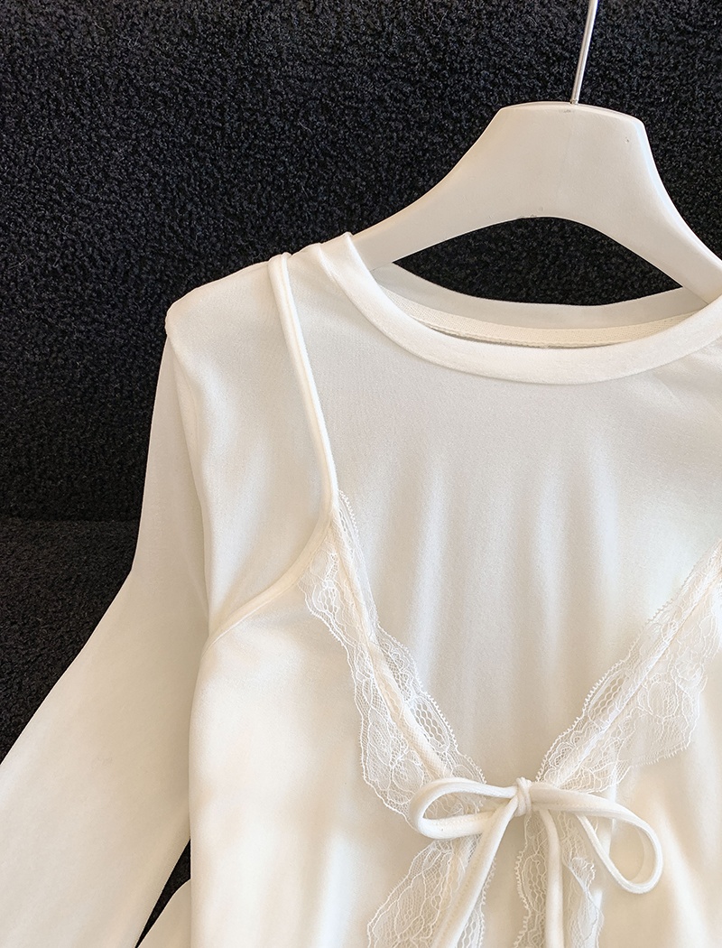 Sling velvet vest spring lace tops 2pcs set