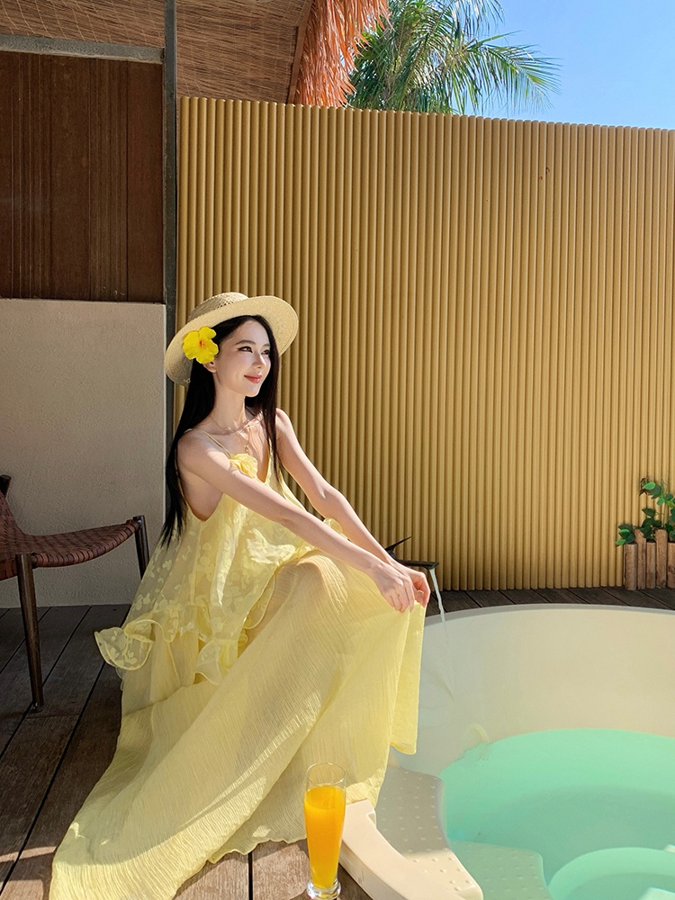 Vacation irregular V-neck dress summer seaside long dress