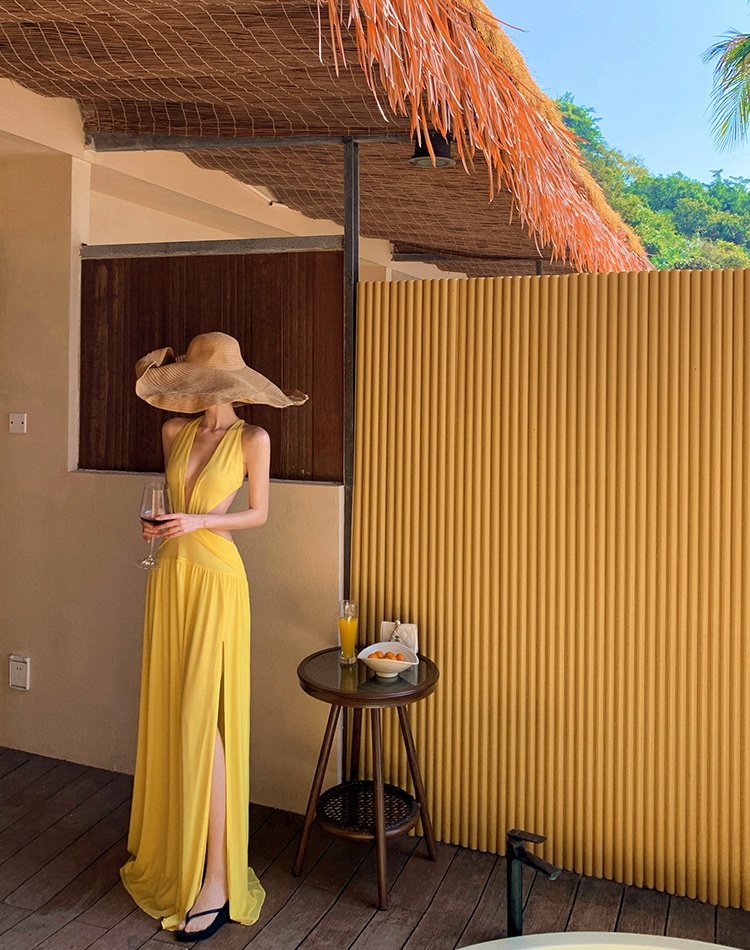 Frenum halter seaside beach dress travel sexy dress