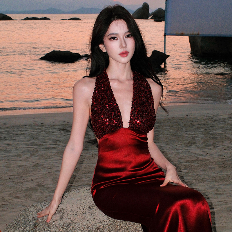 Niche France style formal dress sling dress for women