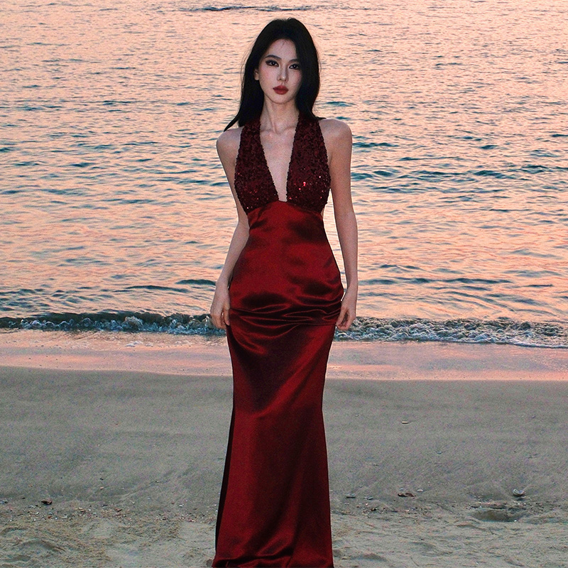 Niche France style formal dress sling dress for women