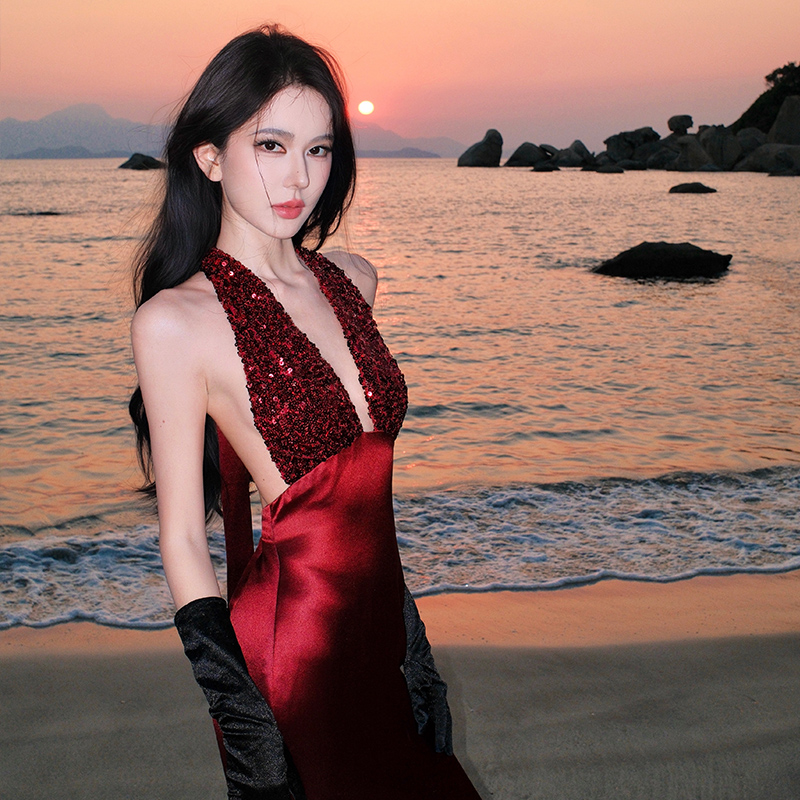 Niche France style formal dress sling dress for women