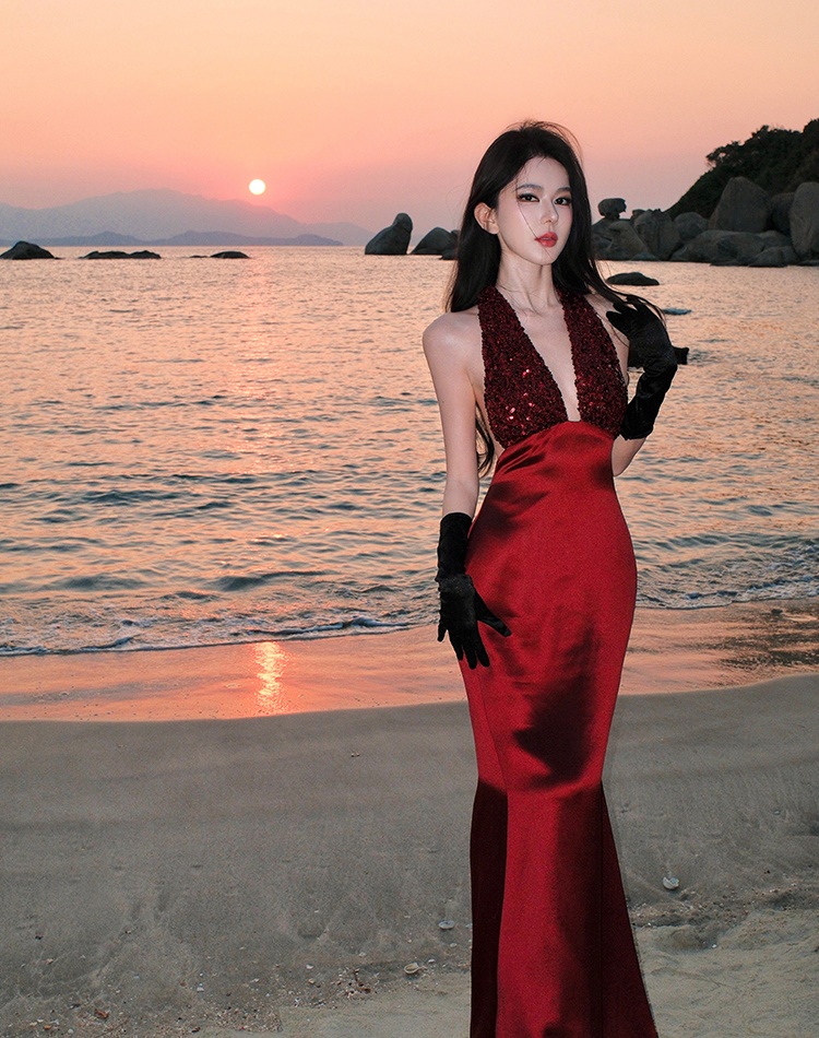 Niche France style formal dress sling dress for women