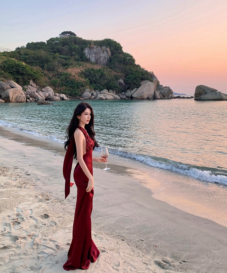 Niche France style formal dress sling dress for women