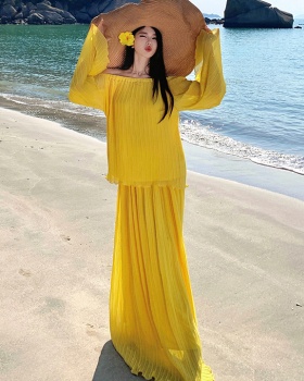 Summer mopping skirt horizontal collar tops 2pcs set