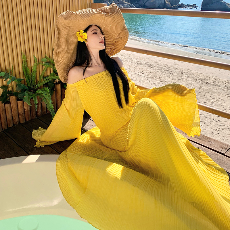 Summer mopping skirt horizontal collar tops 2pcs set