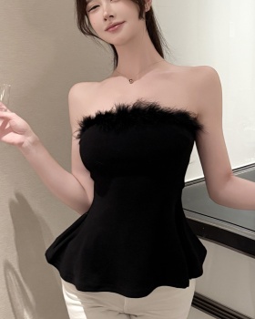 Wrapped chest splice vest elmo flat shoulder tops for women